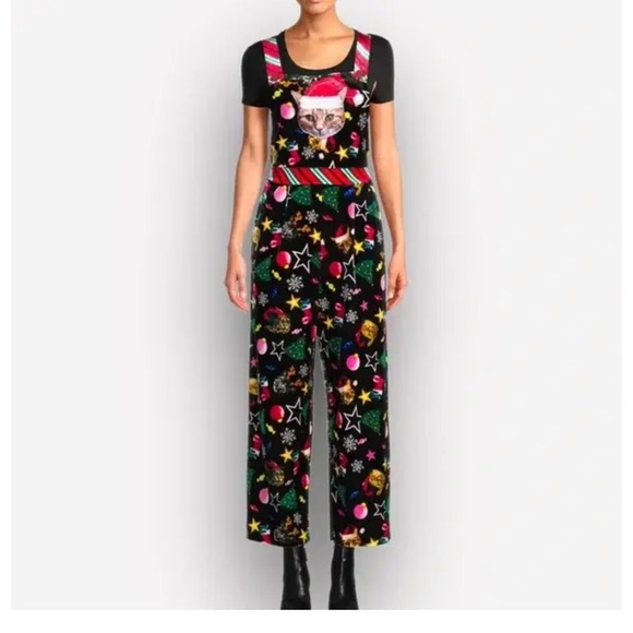 Love On A Hanger Pants & Jumpsuits | Christmas Cat Overalls - Picture 2 of 8